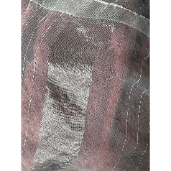 Vintage 60s Sheer Mesh Satin Scarf Neck Tie White Rectangle Coquette Bridal - Picture 5 of 5